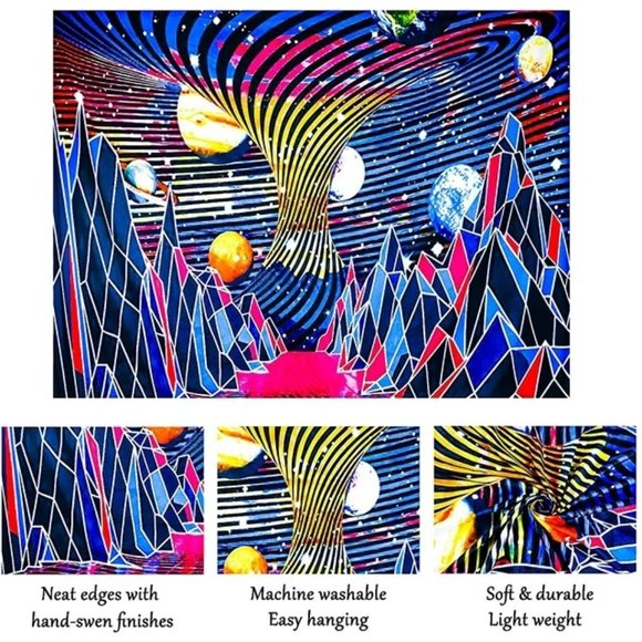 Bonsai Tree Space Tapestry Hanging Decor w/2 Sets of Twinkle Warm White Lights - Picture 2 of 3